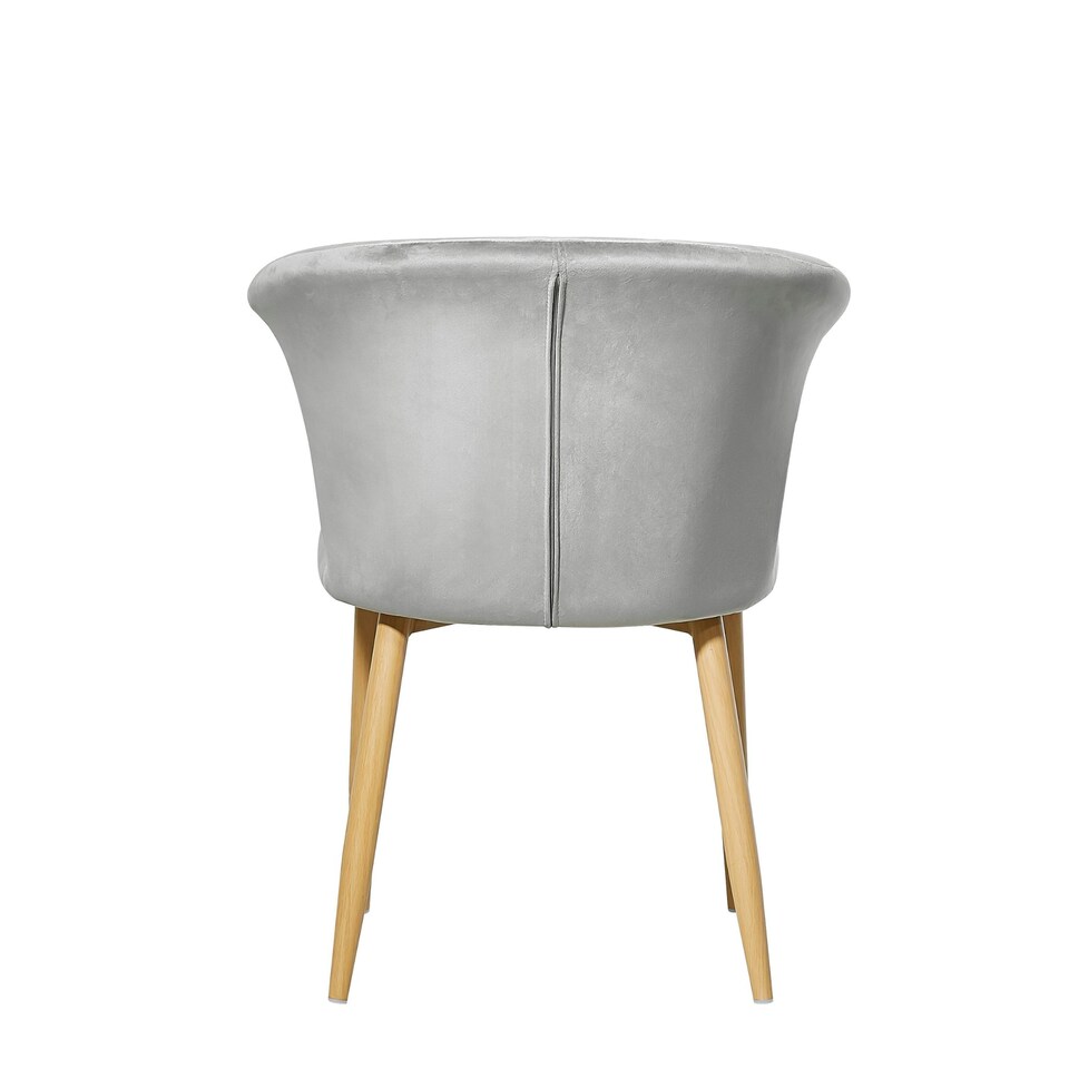 image 1 of Set of 2 Elsa Velvet Dining Chairs with Wooden Legs, Curved Back & Comfortable Seating | Grey