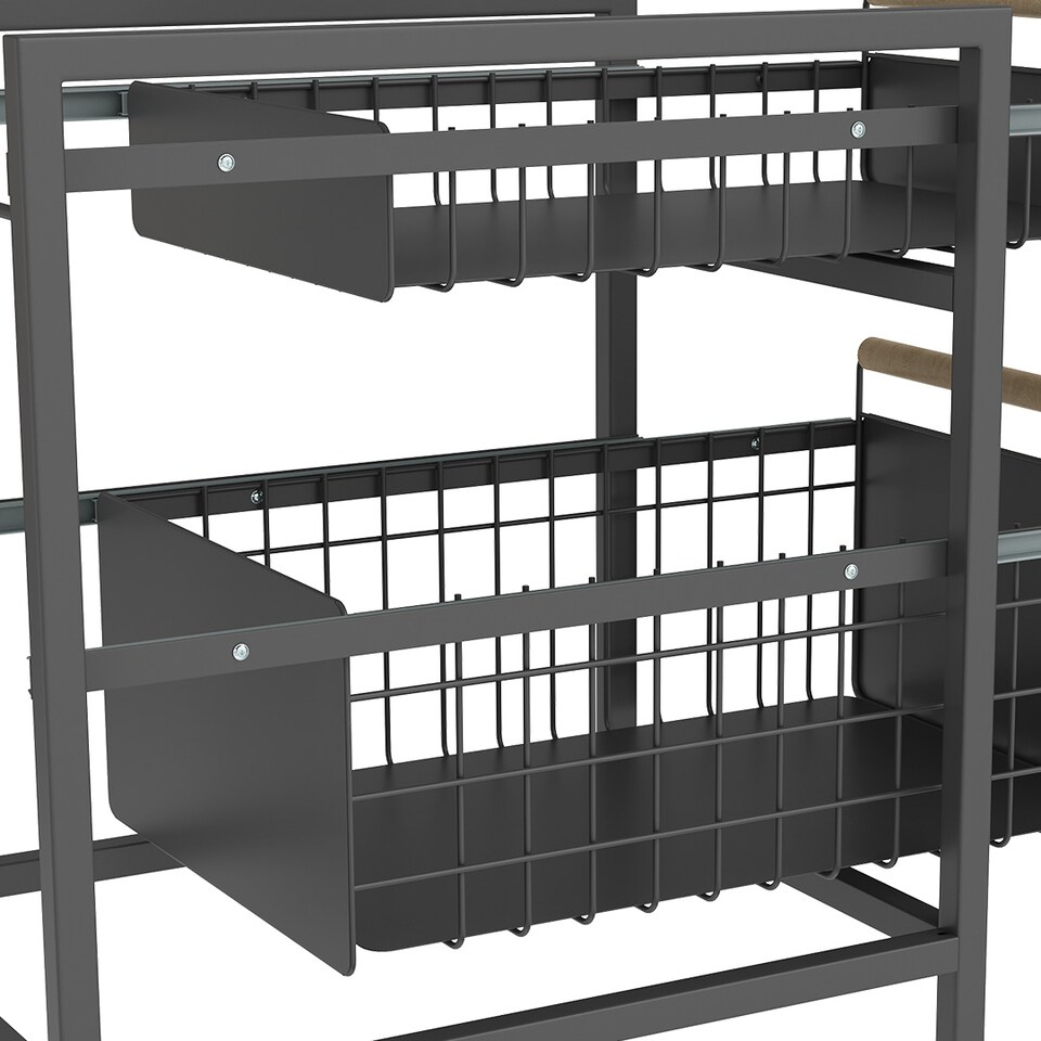 image 1 of Living and Homr Kitchen Pull-Out Storage Organiser for Cabinet, Black, Double Layer-M | Black