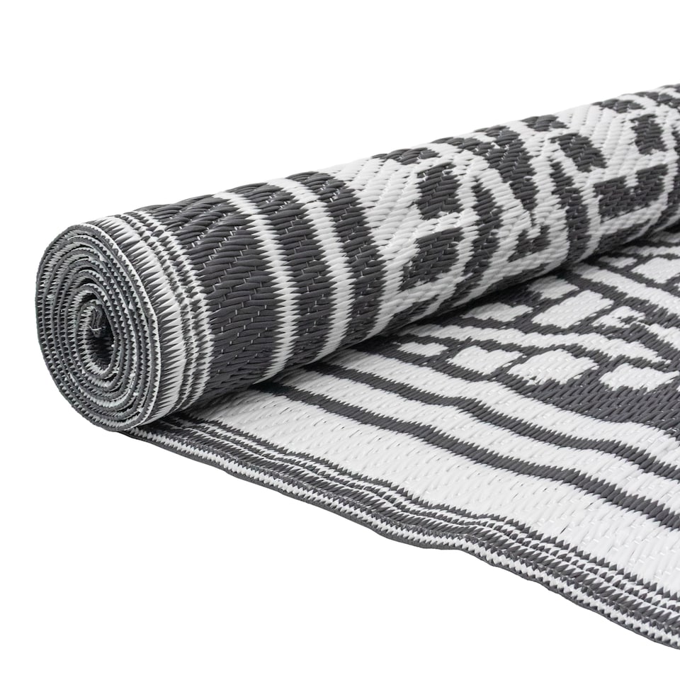 image 1 of JVL Lightweight Reversible Outdoor Rug – Geometric Pattern, Plastic Woven, 120 x 170 cm