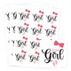 image 1 of Team Girl Gender Reveal Square Stickers 65mm - Sheet of 12