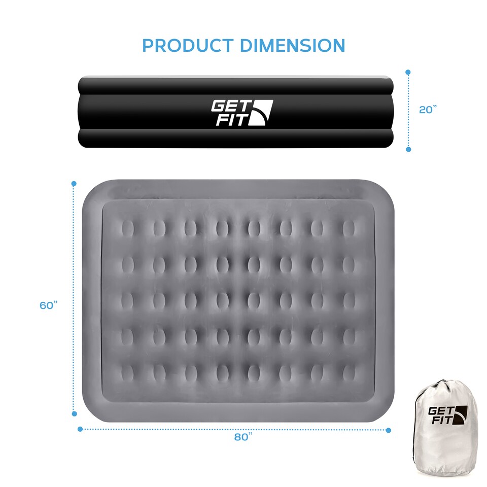 image 1 of Get Fit Air Bed With Built In Electric Pump - Premium King Size - Blow Up Bed With 2 X Free Pillows - Elevated Inflatable Air Mattress | Black | Black / Grey | 1
