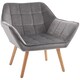 image 1 of HOMCOM Armchair Accent Chair, Vanity Chair with Wide Arms, Slanted Back, Padding, Metal Frame, Wooden Legs, Home Bedroom Furniture Seating, Grey