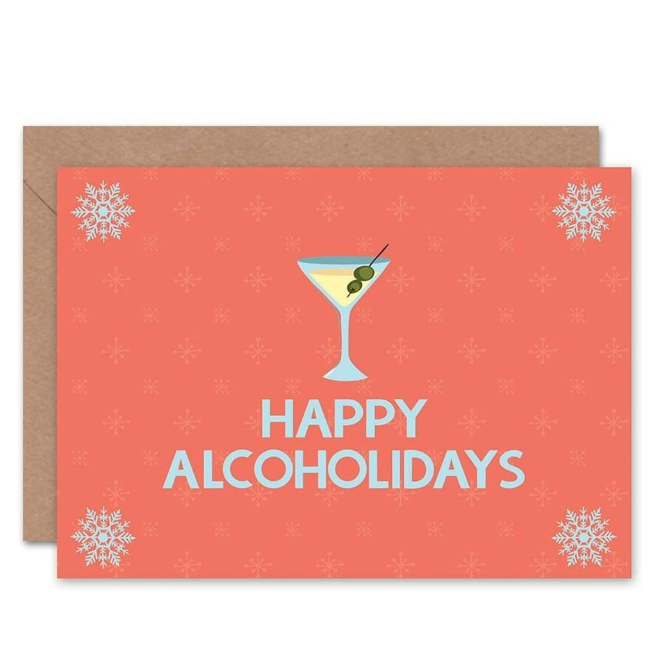 image 1 of Xmas Merry Holidays Cocktail Pun Present Christmas Card