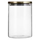 image 1 of Interiors by Premier 1300ml Gold Lid Storage Jar, Clear Glass with Airtight Silicone Seal and Gold-Coloured Metal Lid
