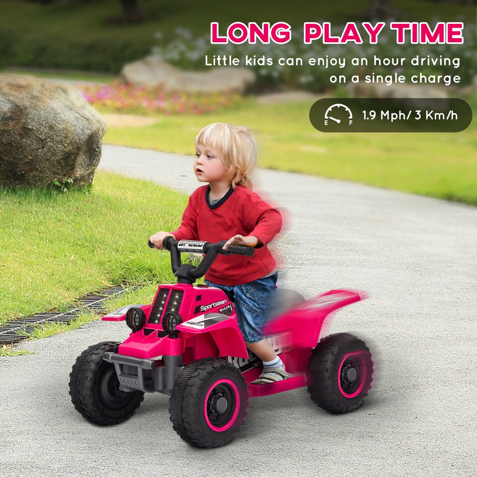 image 1 of AIYAPLAY 6V Electric Kids Quad Bike for Kids w/ Forward/Backward, Pink