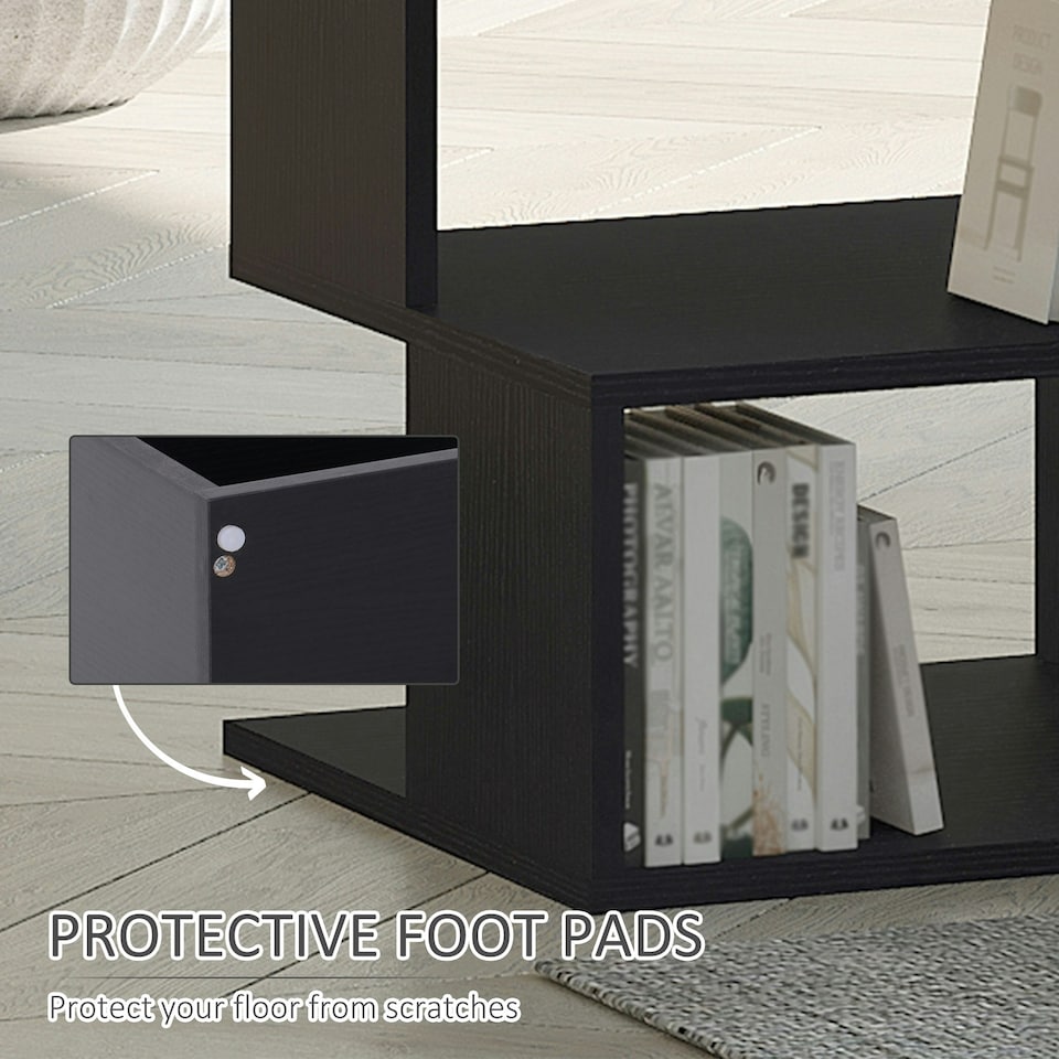image 1 of HOMCOM Modern Square 2-Tier Coffee Side Table with Shelf for Living Room Black