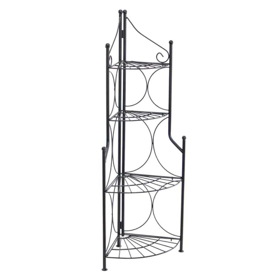 image 1 of 4 Tier Foldable Metal Garden Flower Plant Stand Display Shelf