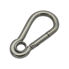Stainless Steel Carabiner Clip Snap Hook with Eyelet 4MM (Wire Rope Carbine Locking Karabina Gate Rigging)