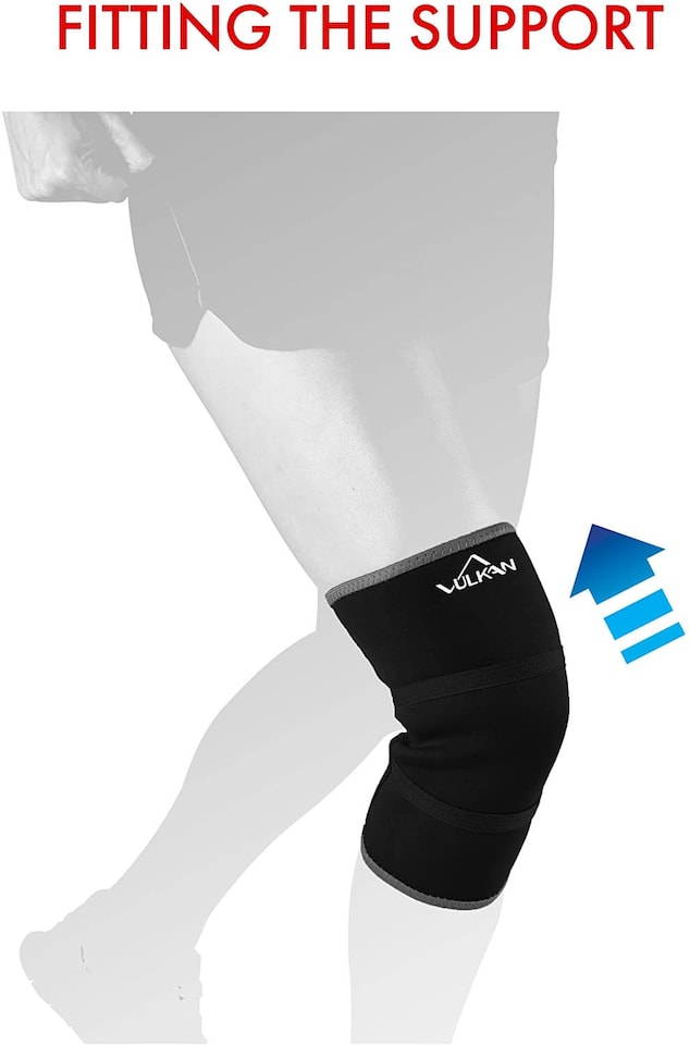 image 1 of Vulkan Classic Knee Support - Neoprene Sleeve, 3mm or 5mm, Black, XS–XL | Black | Black | XS