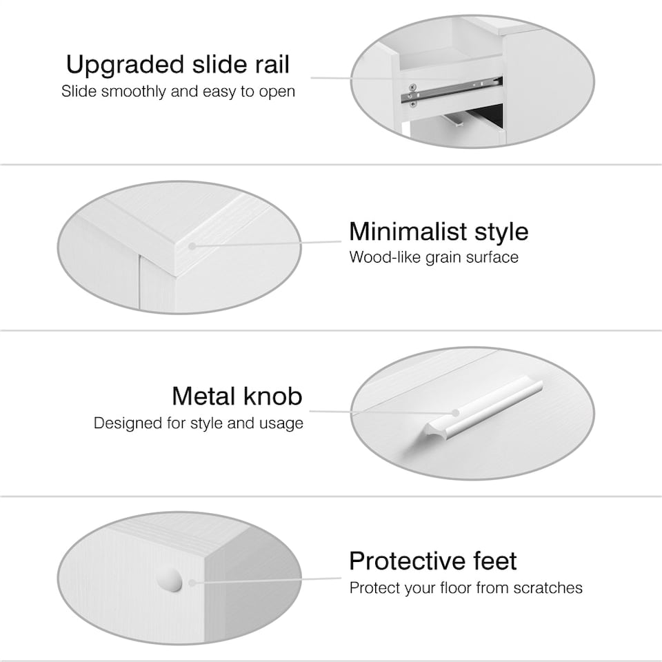 image 1 of Yaheetech Classic Wooden End Table with 3 Drawers White