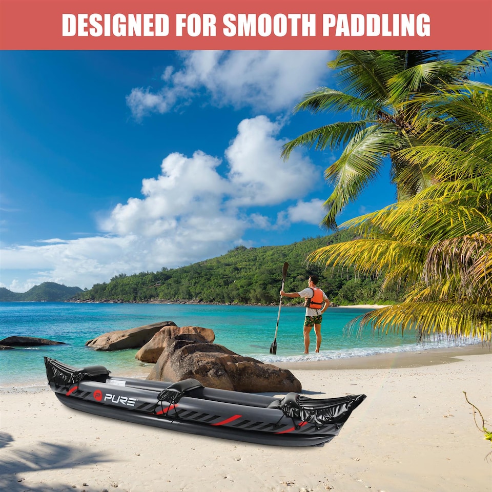image 1 of GEEZY Inflatable Kayak Two-Person Boat with Paddle Black