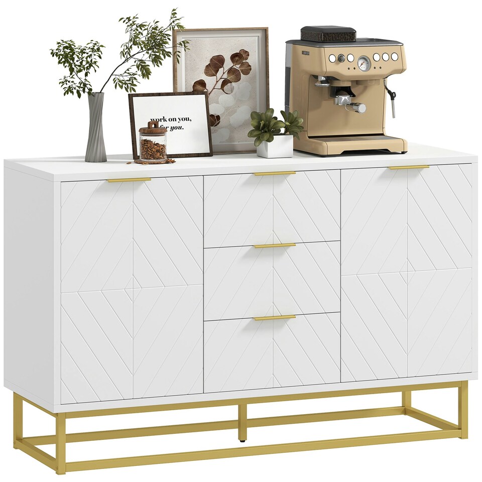 image 1 of HOMCOM Sideboard Storage Cabinet with Adjustable Shelves White