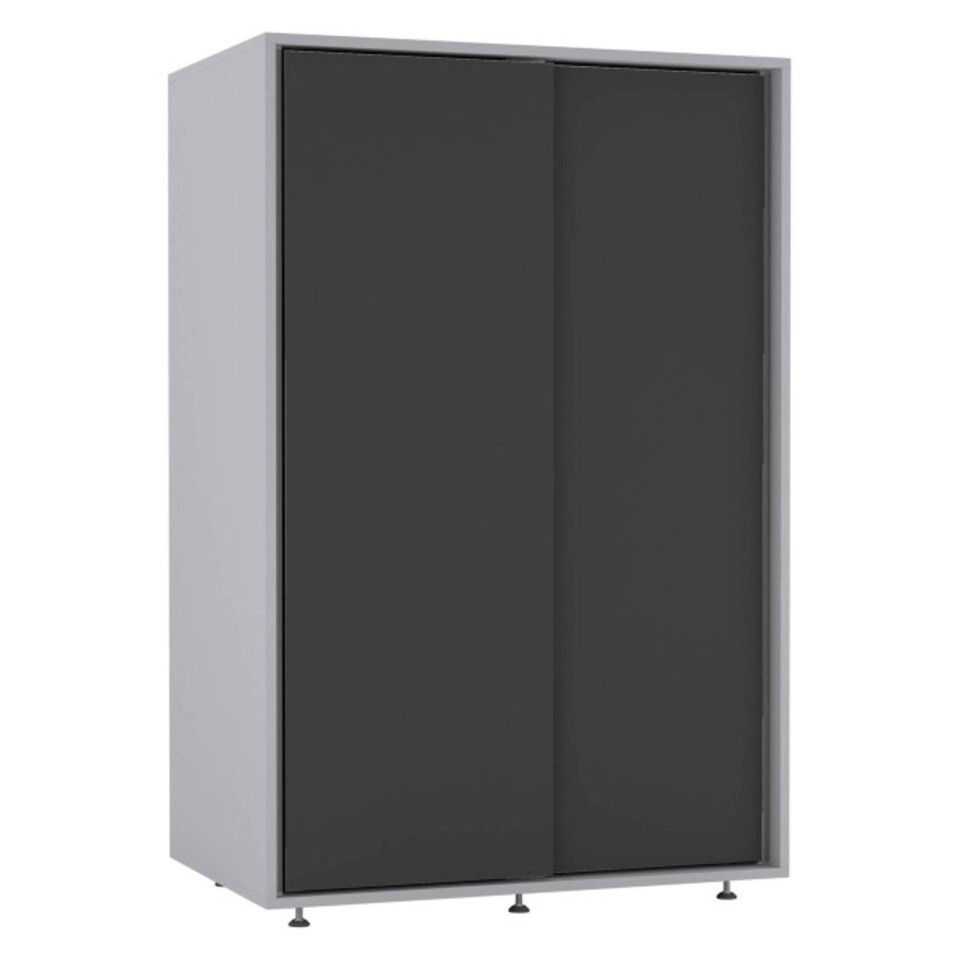 image 1 of URBNLIVING 2 Sliding Door Wardrobe 120cm Freestanding Unit | Multi | Grey Carcass + Black Doors | 1
