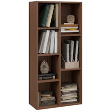 HOMCOM 3 Tier Bookshelf, Modern Cube Bookcase with 7 Open Storage Compartments, Freestanding Display Storage Unit for Living Room, Bedroom, Study, Walnut