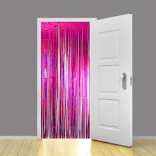 Holographic Hot Pink Foil Door Curtain Backdrop 92cm x 244cm - Pack of 5