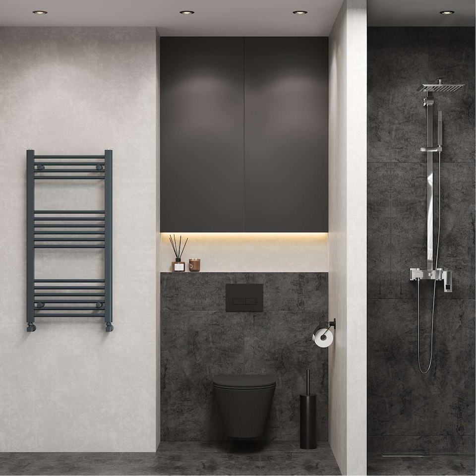 image 1 of Zennor - Anthracite Heated Towel Rail - H1000mm x W500mm - Straight
