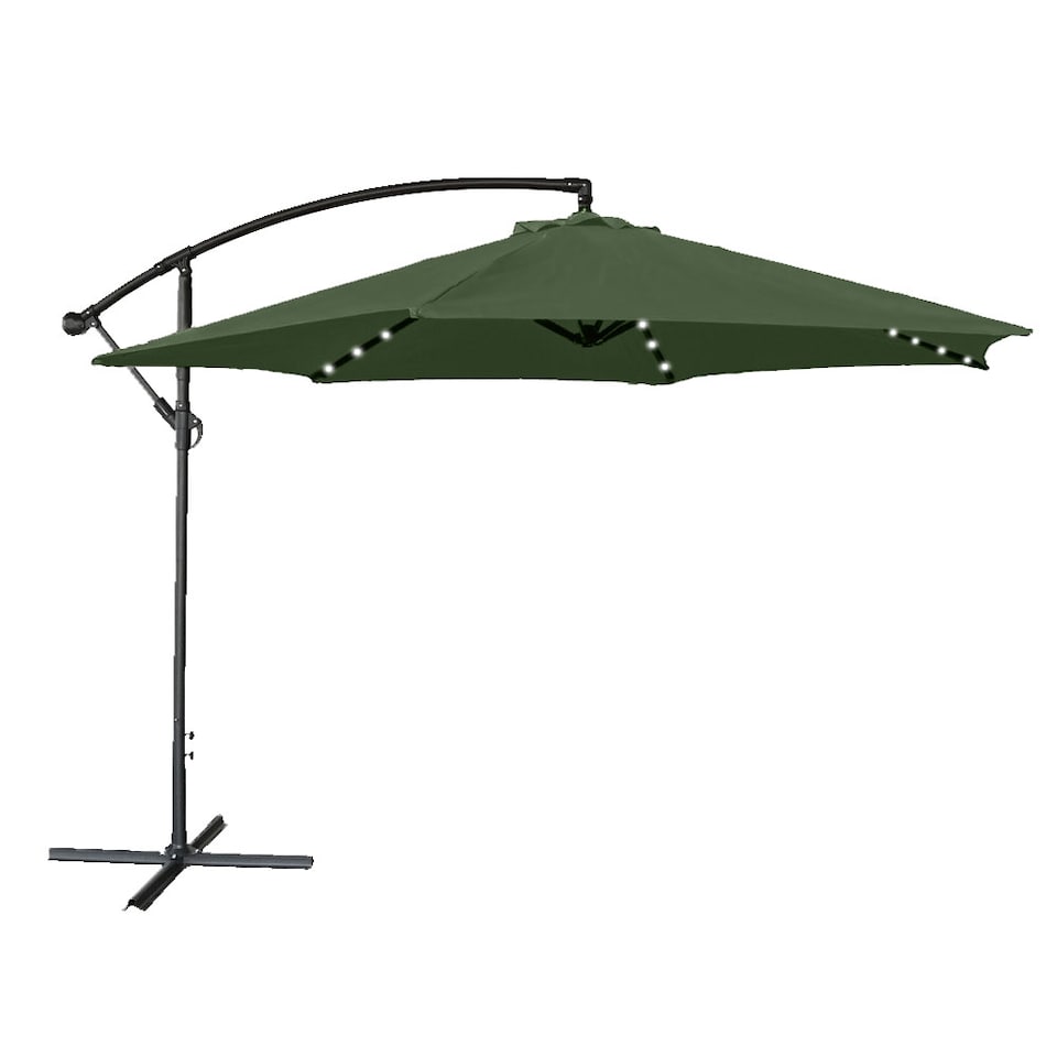 image 1 of Apollo 3m Banana Cantilever Parasol with Built in LED Lights Green | Green