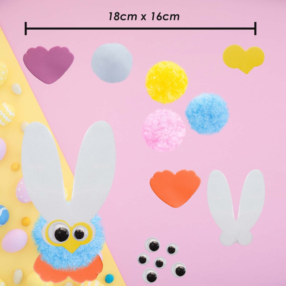 image 1 of vfm-estore Easter Pom Pom Arts & Crafts Set 18cm x 16cm Multicolour - 1 Pack