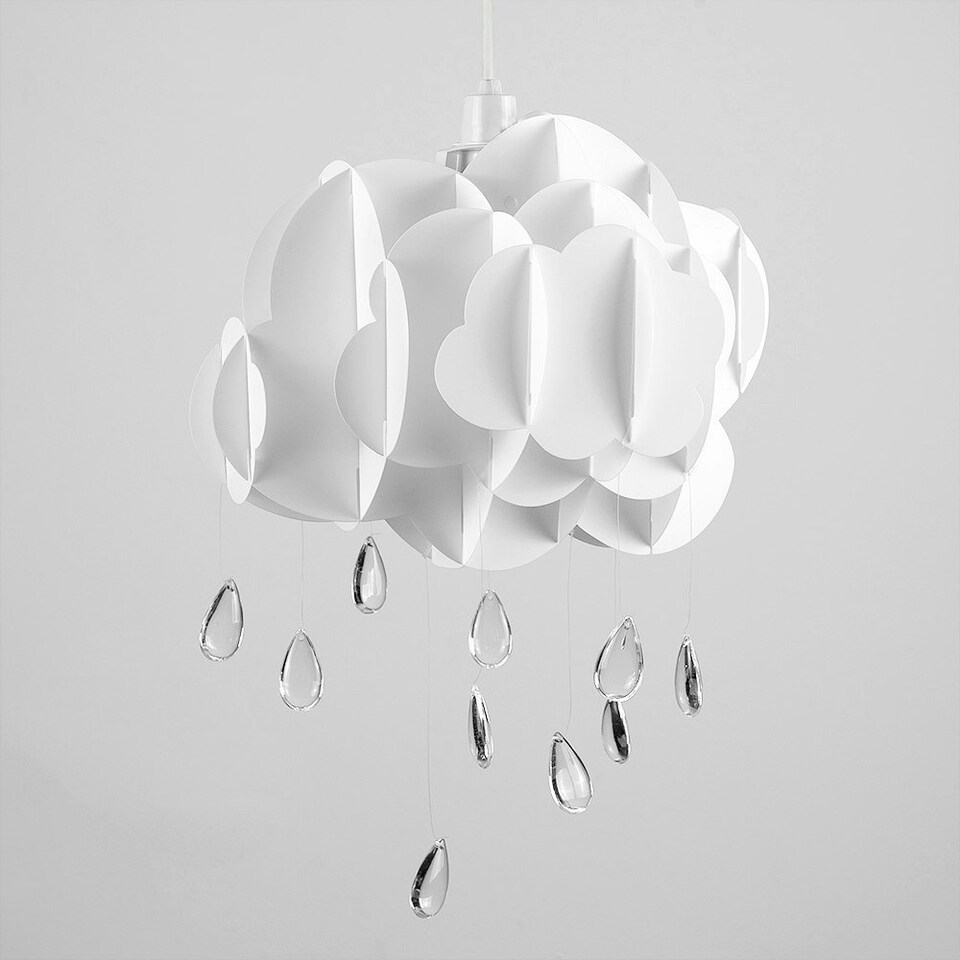 image 1 of ValueLights Pair Of Children's Cloud And Rain Drops Ceiling Pendant Nursery Lamp Shades