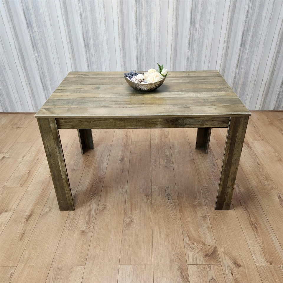 image 1 of Dining Table Brown Wood Kitchen Place for 4 Seats, Dining Table Only (Brown H 75 x L 117 x W 77 cm) Brown