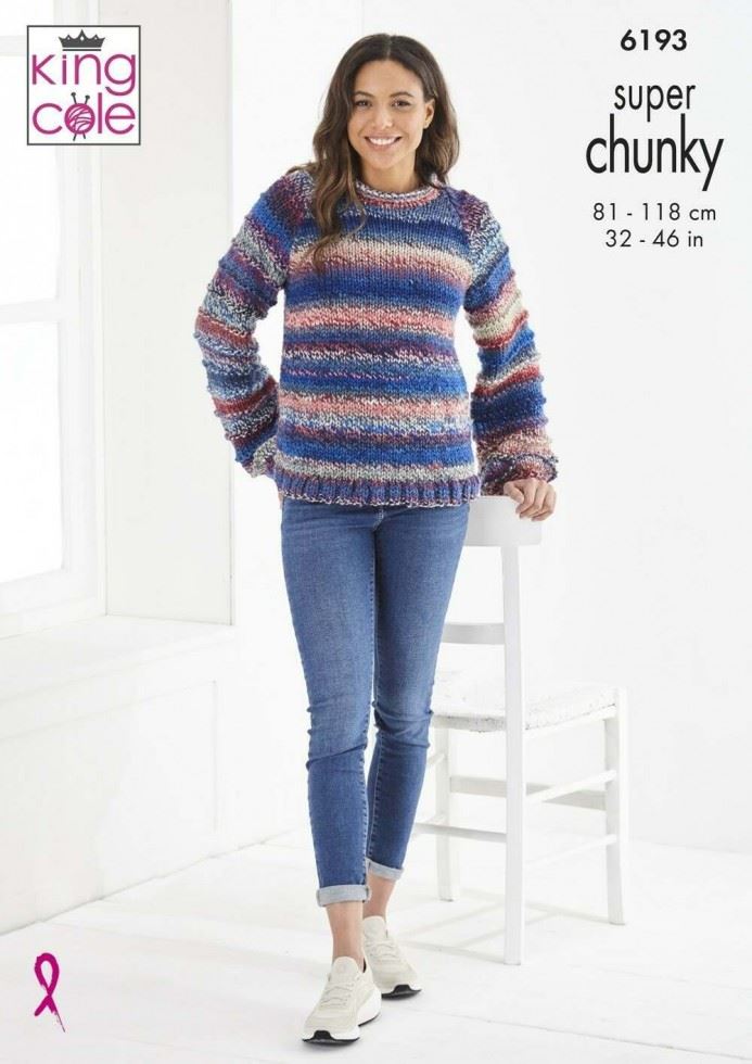 King Cole Explorer Super Chunky Knitting Pattern 6193, Cardigans and Sweaters for Women - 32- 46 Inches