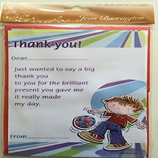 Pack of 20 Children's Cute Thank You Notes & Envelopes - Boy Football Design