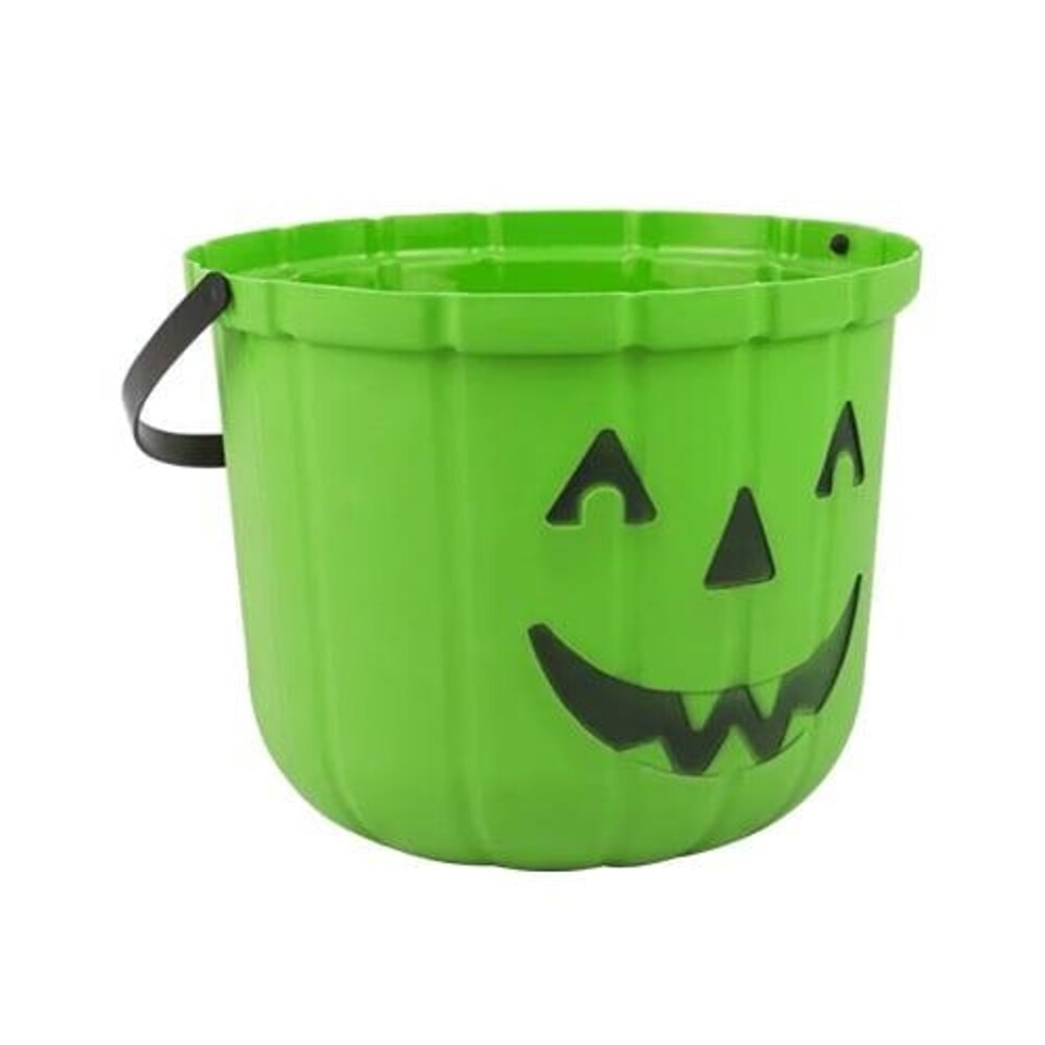 Green Pumpkin Halloween Trick or Treat Plastic Bucket 25cm