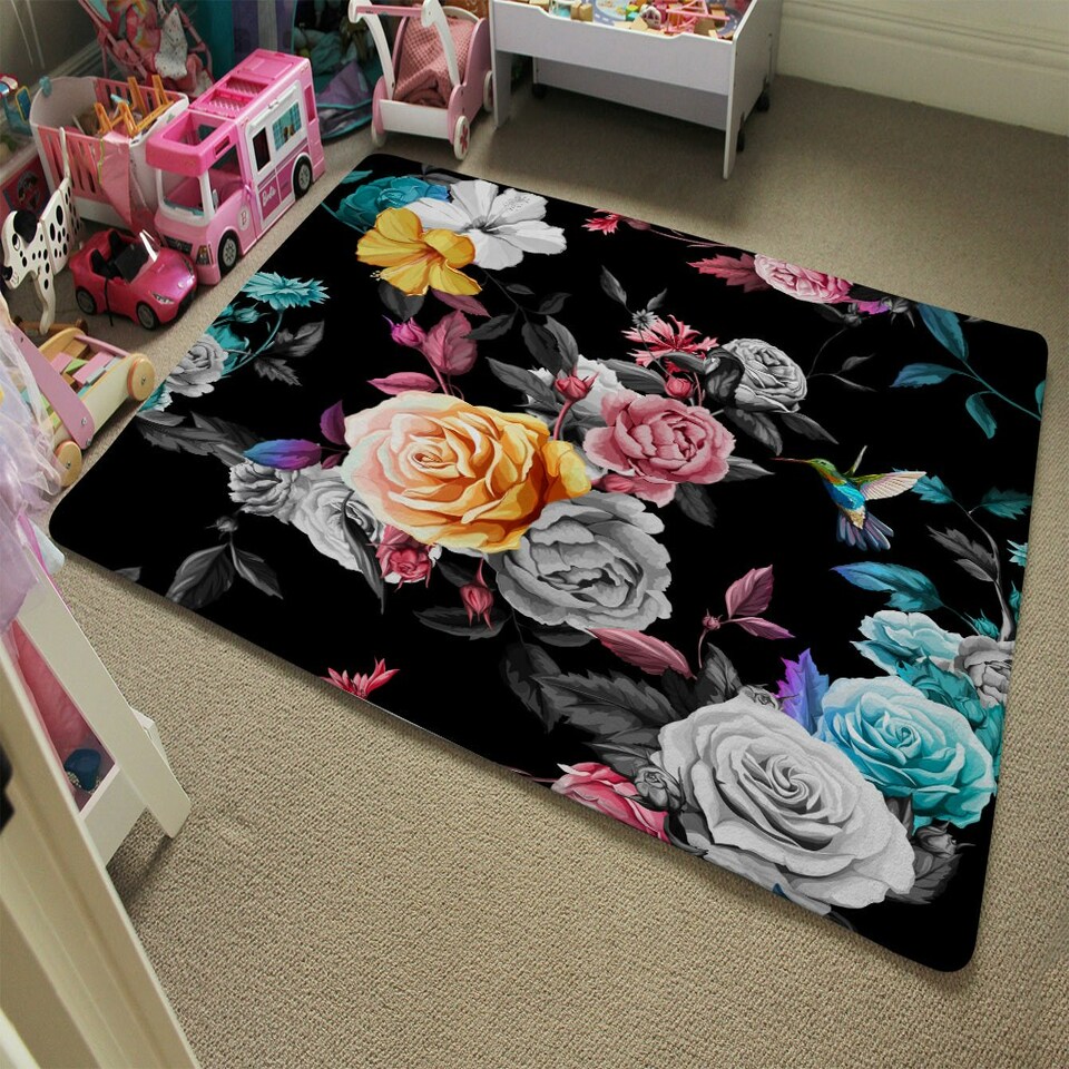 image 1 of Humming bird, Roses, Peony with leaves (Rug) Multi | XL: 160x230cm