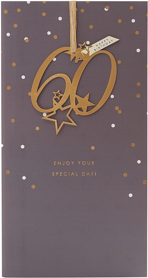 image 1 of Happy 60th Birthday Card with Hanging Keepsake Age 60