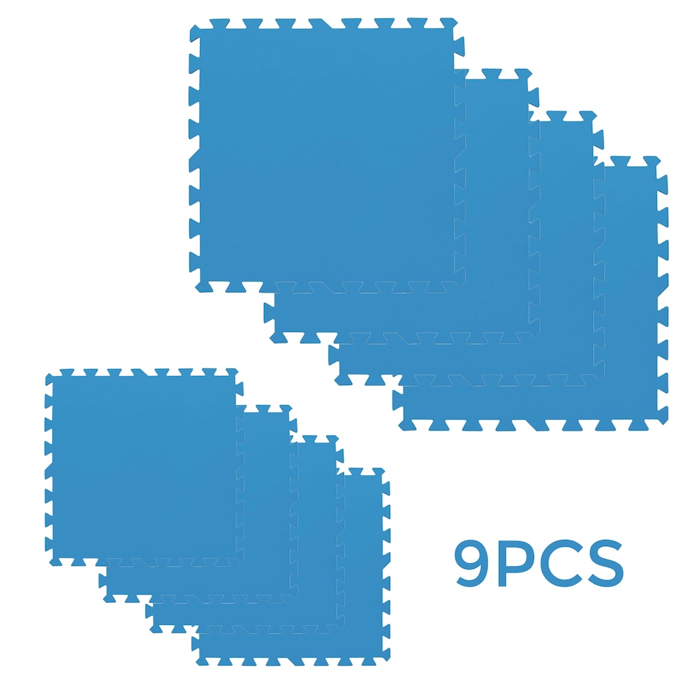 image 1 of 9PCS Swimming Pool Floor Protector Slip Resistant Ground Mat Base 50cmx50cm | Blue | 1 Set | 9