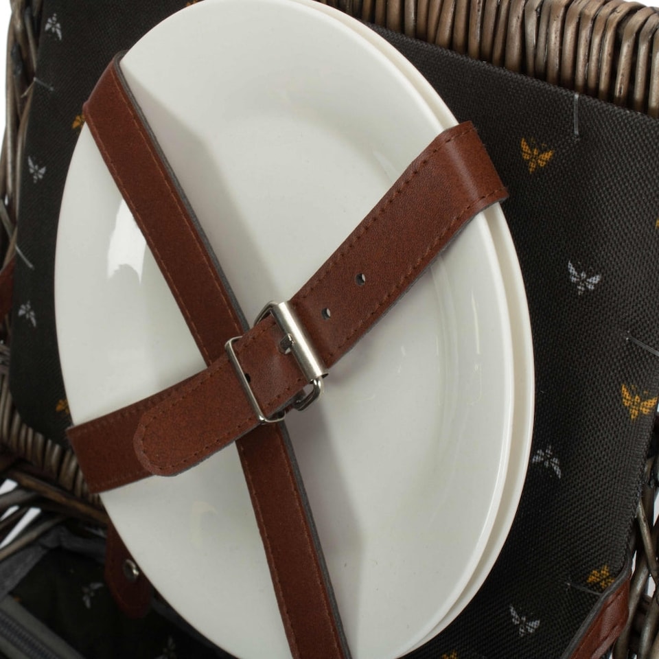 image 1 of 2 Person Nature Pattern Butterfly Lidded Fitted Picnic Basket