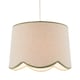 image 2 of Natural Oatmeal Textured Linen Scallop Lamp Shade with Olive Trims Green