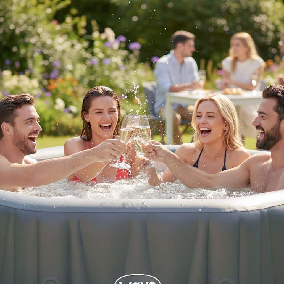 image 1 of Wave Aegean 6-Person Inflatable Hot Tub | Grey | Dark Grey | 6 Person