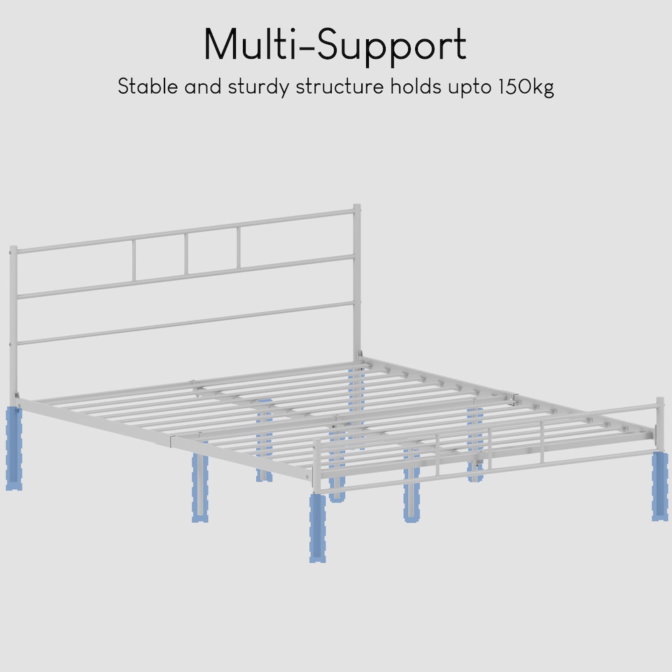 image 1 of Vida Designs Dorset 5ft King Size Bed Metal Frame, White, 150 x 200cm