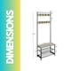 image 7 of Hall Tree Coat Stand With Shoe Storage and Hooks Brown One Size