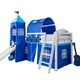 image 1 of Moro Cabin Bed with Slide and Brilliant Blue Cotton Tent, Tower & Tunnel in White