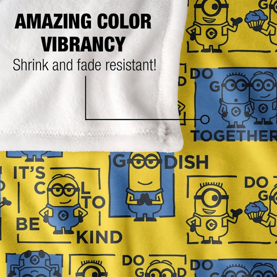 image 1 of Minions Positivity Squares Blanket - White - One Size