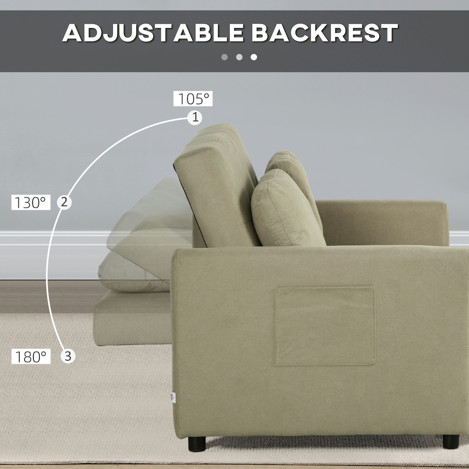 image 1 of HOMCOM 2 Seater Sofa Bed Convertible Bed Settee with Cushions, Brown
