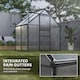 image 6 of Outsunny Polycarbonate Walk-in Garden Greenhouse w/ Sliding Door Grey