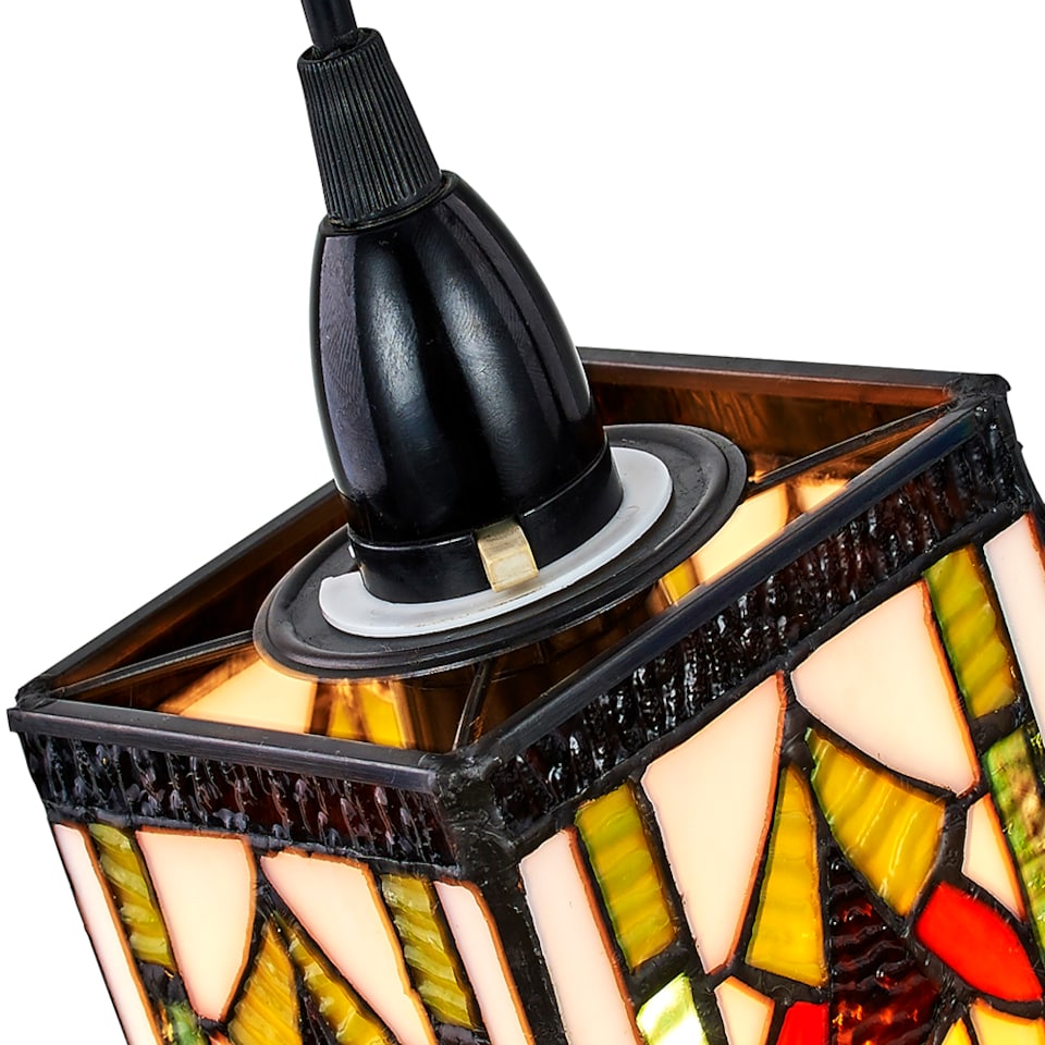 image 1 of Art Denergy savingTiffany Easy Fit Pendant Shade with Green, Amber and Red Stained Glass | Multi