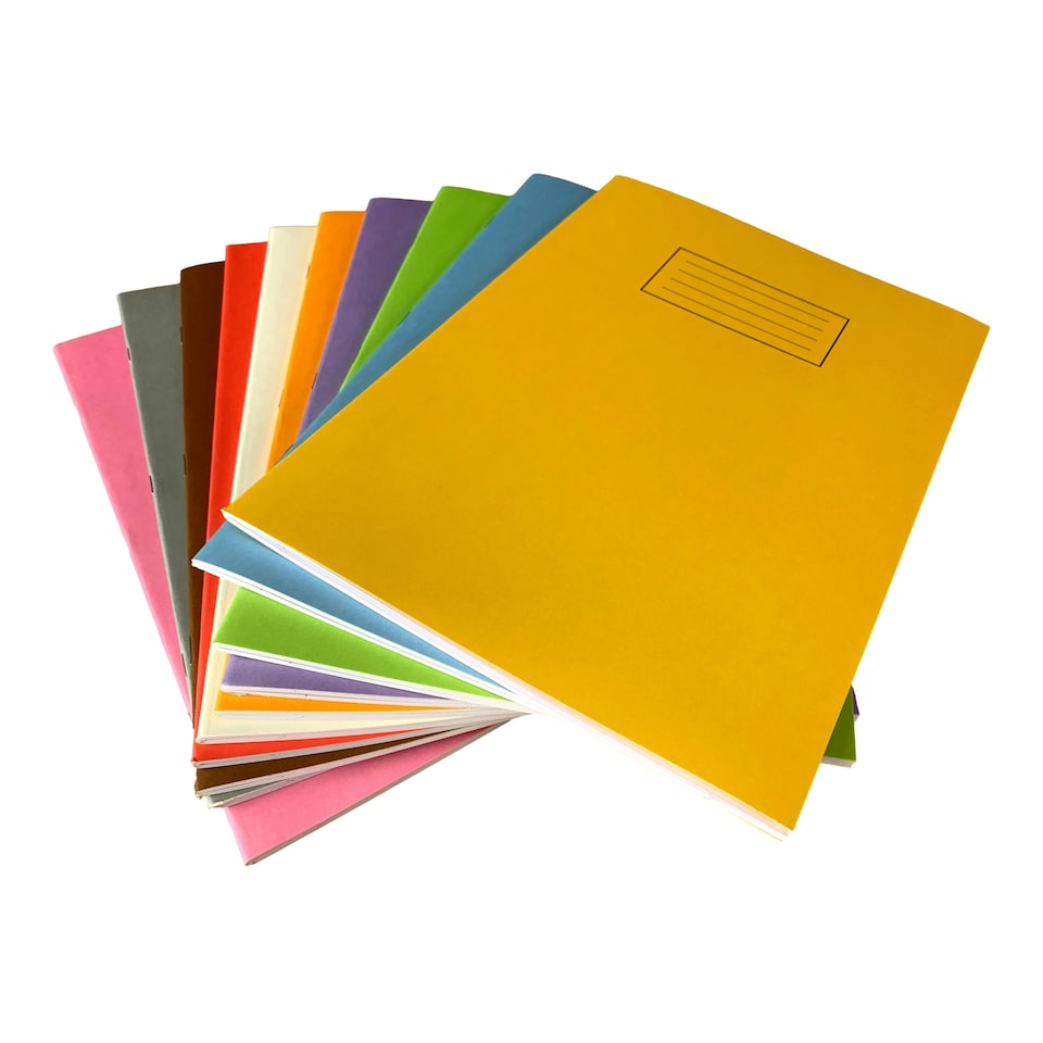 image 1 of Pack of 10 Janrax A4 Assorted 80 Pages Feint and Ruled Exercise Books
