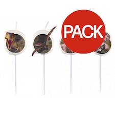 Amscan Dinosaur Attack Pick Candles (Pack of 4) - Multicoloured - One Size
