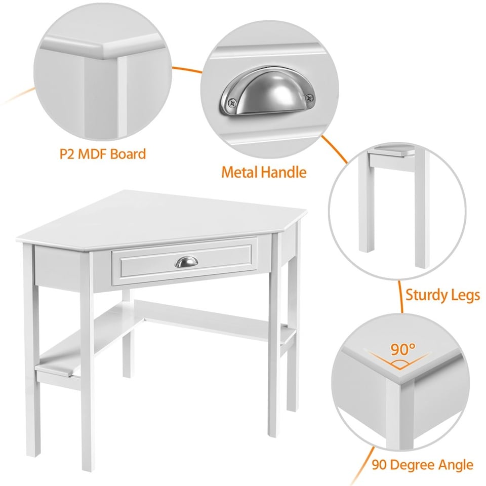 image 1 of Yaheetech Corner Computer Desk White | White