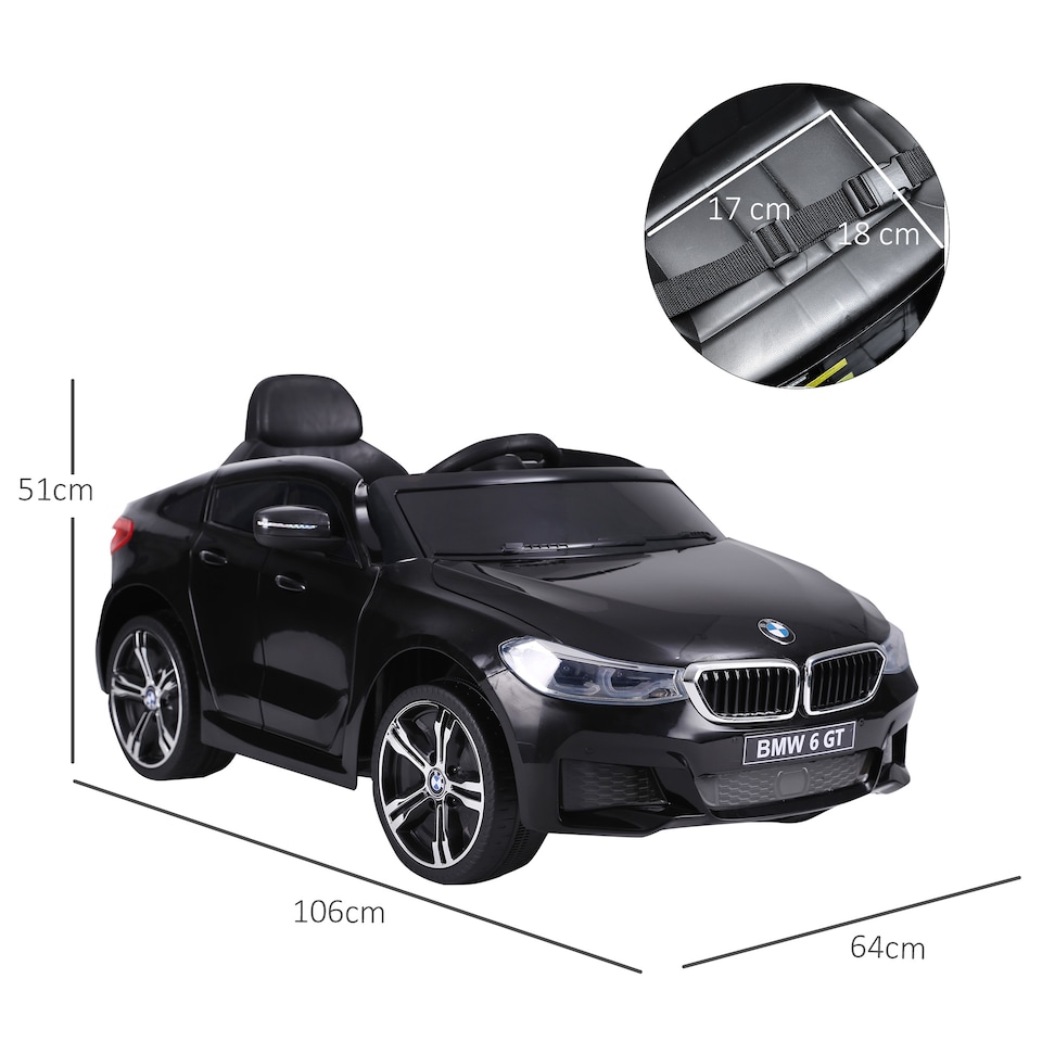 image 1 of HOMCOM BMW 6GT Licensed Electric Car for Kids, 6V Battery Powered Kids' Electric Ride-on with Remote Control, LED Headlights, Music, for 3-6 Years Old