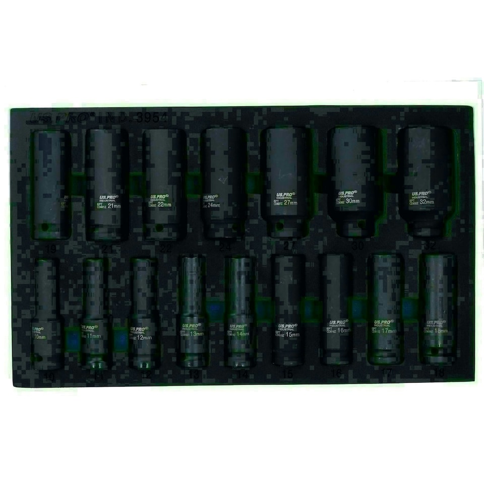 image 1 of 1/2in Drive Metric Deep Impact Impacted Sockets 6 Sided 10mm - 32mm 16pc