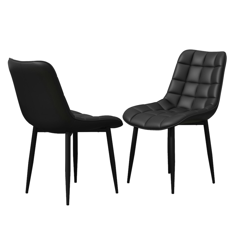 image 1 of Set of 8 Nova Modern Faux Leather Dining Chair Padded Seat Metal Legs Kitchen (Black) | Black | Black | One Size