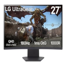 LG UltraGear Curved Gaming Monitor 27GS60QC, 27 inch, 1440p, 180Hz, 1ms Response Time, VA Panel, AMD FreeSync, Smart Energy Saving, DisplayPort, HDMI | Black | Black | 68.6 cm (27")
