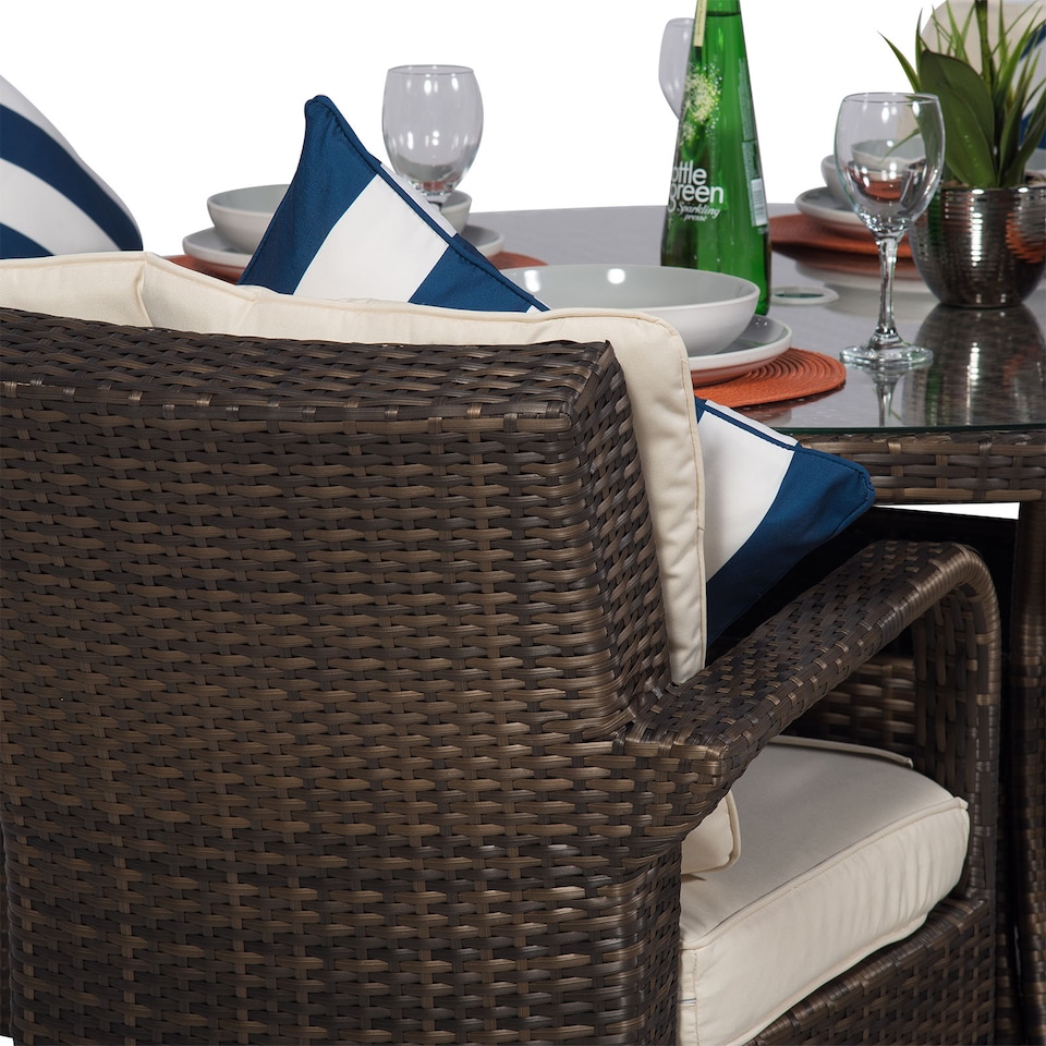 image 1 of Arizona Round 6 Seater Rattan Patio Dining Set | Brown | Brown