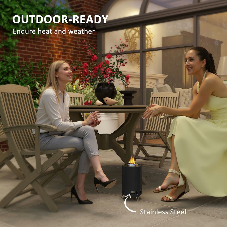 image 1 of Outsunny Stainless Steel Smokeless Wood Burning Firepit Garden Fire Pit
