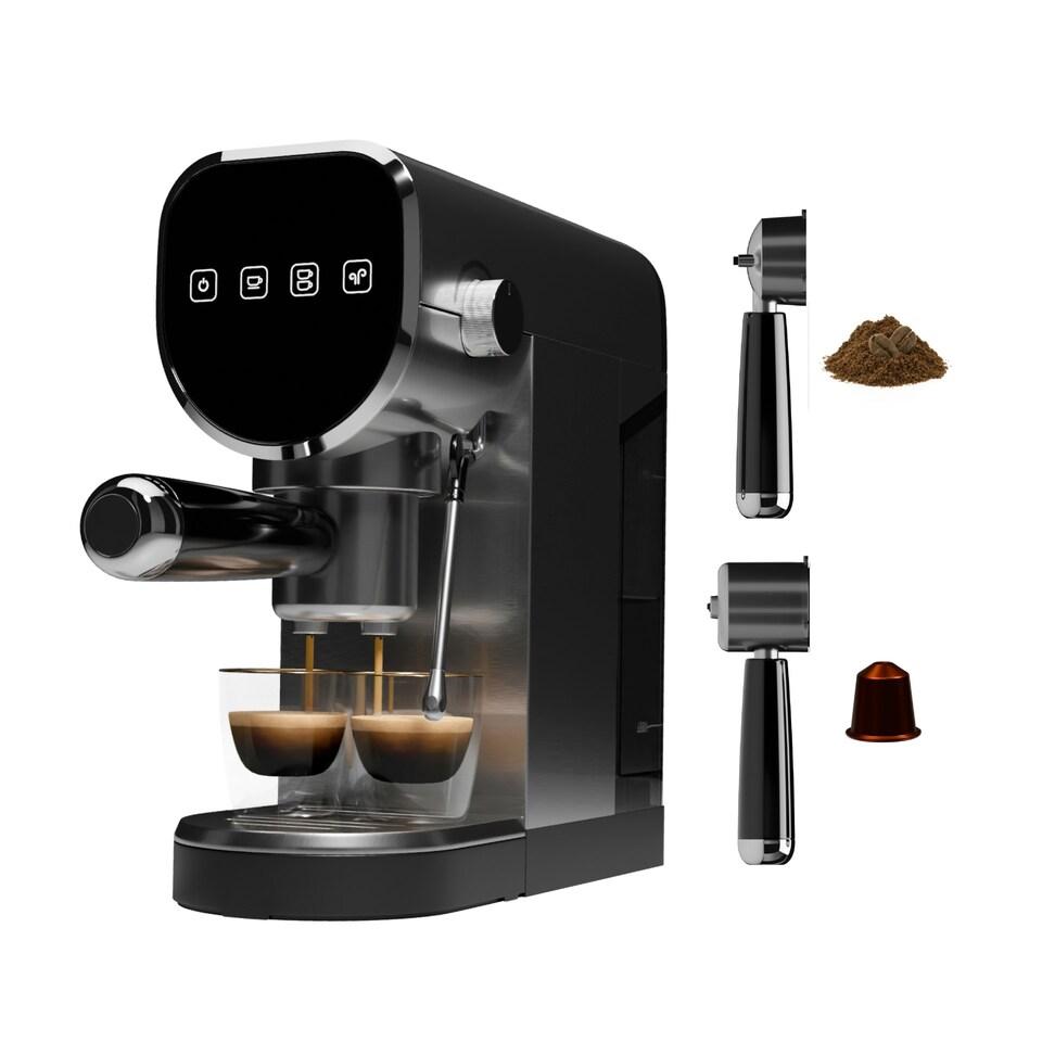 image 1 of DMD 3-in-1 Espresso Coffee Machine, 20-Bar, Milk Frother, Ground & Capsule Use, 1L Water Tank